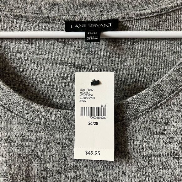 NWT Lane Bryant Gray Faux Fur Modern Sleeves Flowy Drapey Tunic Sweater 26/28 - Picture 4 of 6